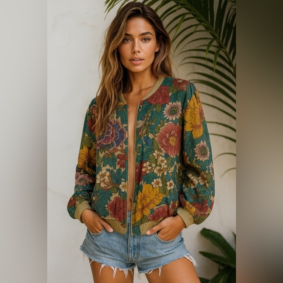 ZARA trf_outerwear Floral Bomber - Picture 1 of 7